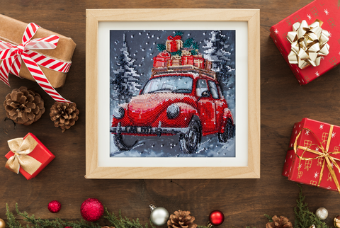 Karoliukų siuvinėjimo rinkinys Šventinis pristatymas 20x20 cm