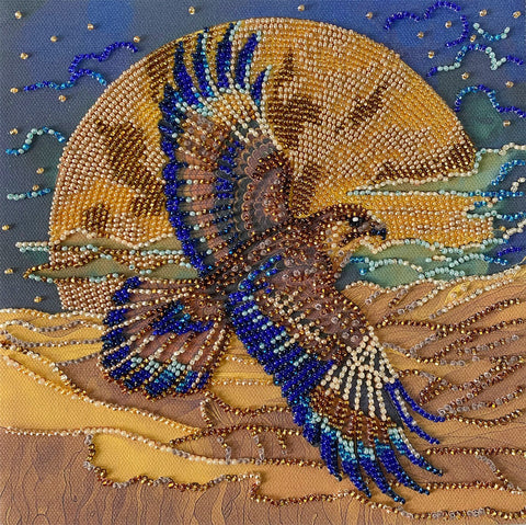 Karoliukų siuvinėjimo rinkinys „Dykumos sparnai“ 20x20 cm