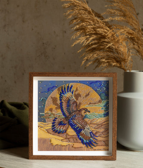 Karoliukų siuvinėjimo rinkinys „Dykumos sparnai“ 20x20 cm