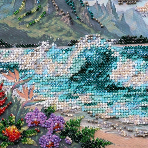 Siuvinėjimo karoliukais rinkinys „Mėlynoji Laguna“, 20x20 cm