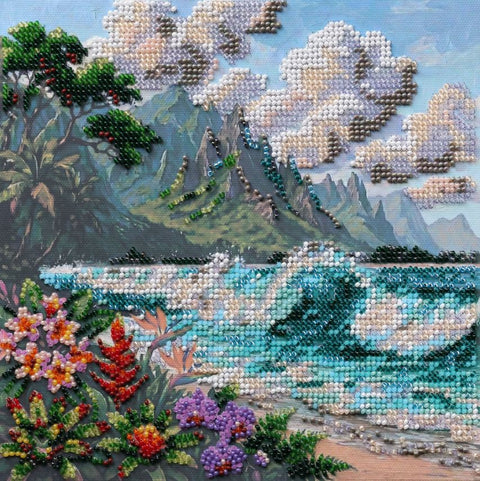 Siuvinėjimo karoliukais rinkinys „Mėlynoji Laguna“, 20x20 cm