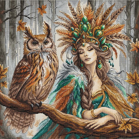 Siuvinėjimo kryželiu rinkinys „Miško karalienė“ 32×32 cm
