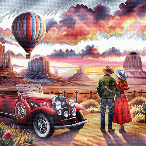 Siuvinėjimo rinkinys kryželiu „Romantiška kelionė“ 24×24 cm AVA-P142
