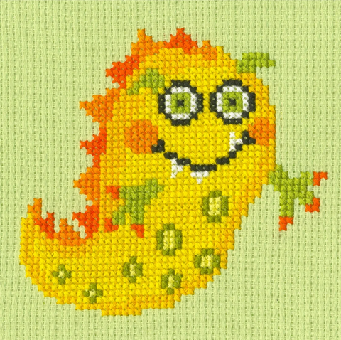 Siuvinėjimo kryželiu rinkinys vaikams „Massive Monsters – Yazz“, 16x16 cm