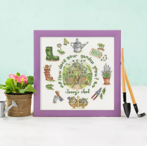 Siuvinėjimo kryželiu rinkinys „How Does Your Garden Grow?“ su abėcėle, 26x26 cm