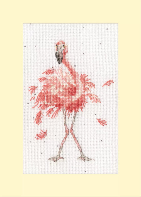 Siuvinėjimo kryželiu atviruko rinkinys „Pretty In Pink“ be schemos, 10x16 cm