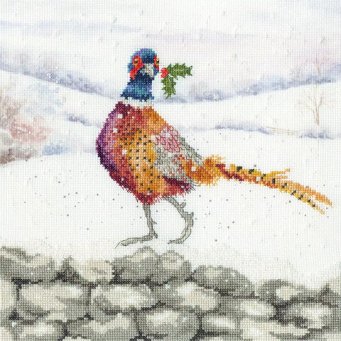 Siuvinėjimo kryželiu rinkinys „A Festive Flourish“ su akvarelės fonu, 26x26 cm