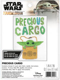 Kryželių rinkinys Star Wars „Precious Cargo“ – Grogu žalias veidas kyšo iš krepšelio, 5×7 col., komplekte siūlai ir Aida audinys