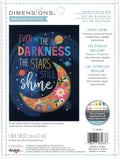 Siuvinėjimo rinkinys Dimensions Stars Shine 12,7×17,7 cm su spausdinta mėnulio ir gėlių kompozicija bei siūlų organizatoriumi