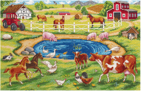 Siuvinėjimo kryželiu rinkinys PANNA „Rytas ūkyje“ 33,5x21,5 cm