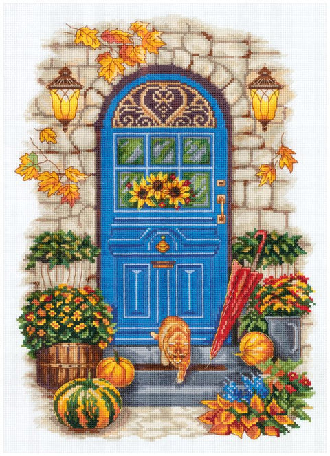 Siuvinėjimo kryželiu rinkinys PANNA „Ruduo prie slenksčio“ 26x34,5 cm