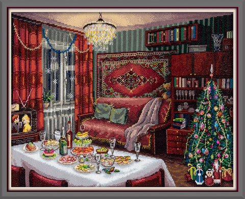 Siuvinėjimo kryželiu rinkinys PANNA „Naujųjų metų nostalgija“ 40×27,5 cm