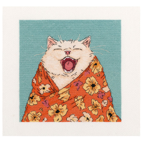 PANNA siuvinėjimo kryželiu rinkinys „Mieguistas katinas“ 15x15 PK-7533