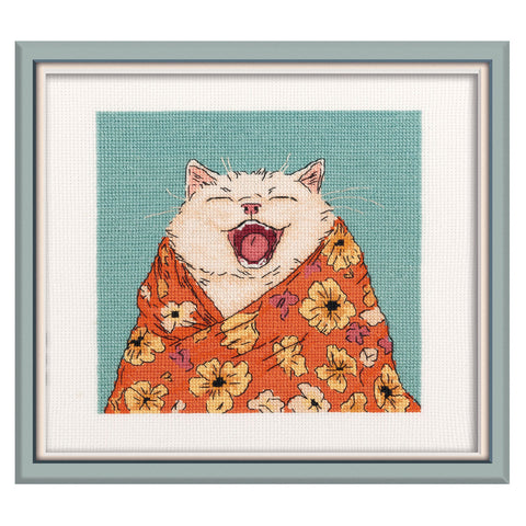 PANNA siuvinėjimo kryželiu rinkinys „Mieguistas katinas“ 15x15 PK-7533
