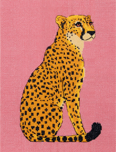 Siuvinėjimo rinkinys kryželiu „Gepardas“ ant tirpios drobės 19x25