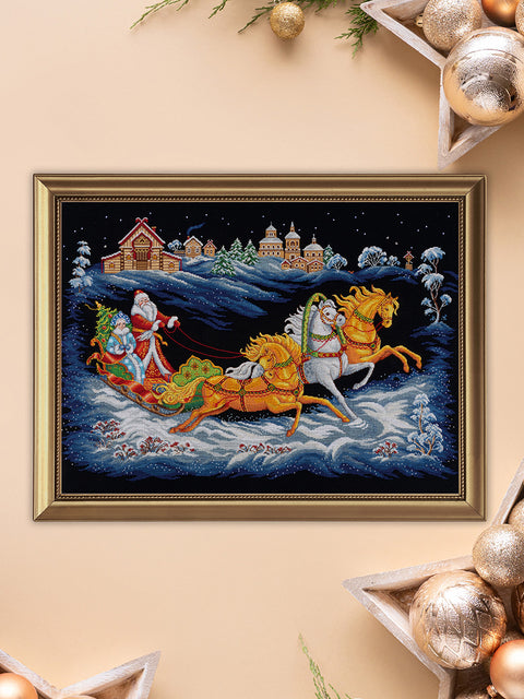 PANNA kryželiu rinkinys „Senelio Šalčio trijulė“, 66,5x44 cm