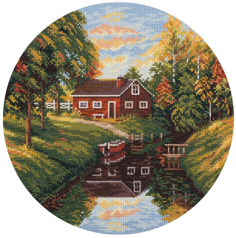 PANNA rinkinys siuvinėjimui kryželiu „Skaidrus ruduo“, 24x24 cm