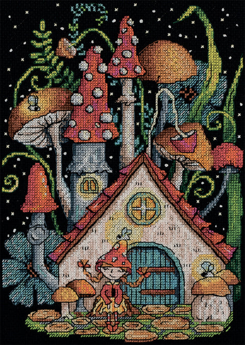 Siuvinėjimo kryželiu rinkinys PANNA „Grybų namelis“ 19x24,5 cm