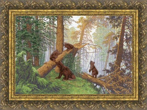 Kryželiu siuvinėjimo rinkinys „Rytas pušyne“ 43,7x29,3 cm