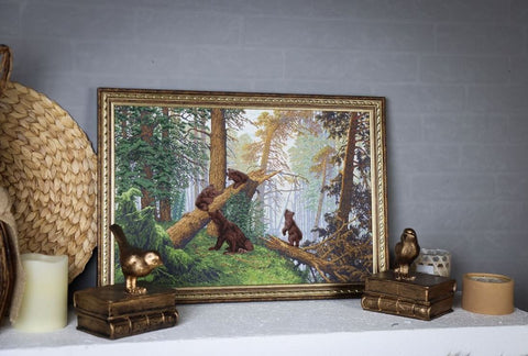 Kryželiu siuvinėjimo rinkinys „Rytas pušyne“ 43,7x29,3 cm