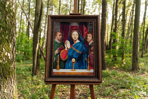 Religinis paveikslas „Madona prieš taurę su sakramentu“, 1841 replica