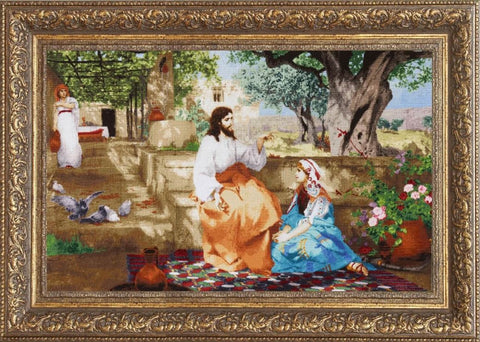 Siuvinėjimo kryželiu rinkinys „Kristus su Morta ir Marija“, 85x54 cm