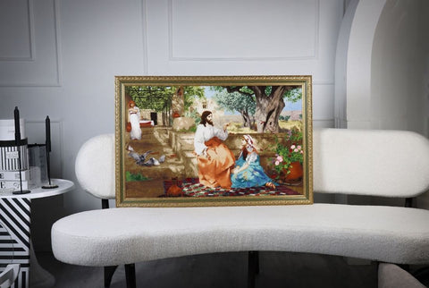 Siuvinėjimo kryželiu rinkinys „Kristus su Morta ir Marija“, 85x54 cm