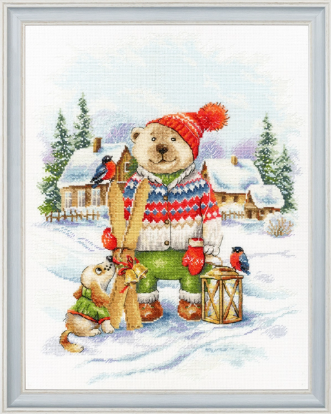 Kryželių siuvinėjimo rinkinys „Linksmas slidininkas“ S/VK087
