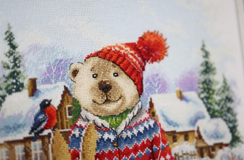 Kryželių siuvinėjimo rinkinys „Linksmas slidininkas“ S/VK087