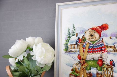 Kryželių siuvinėjimo rinkinys „Linksmas slidininkas“ S/VK087