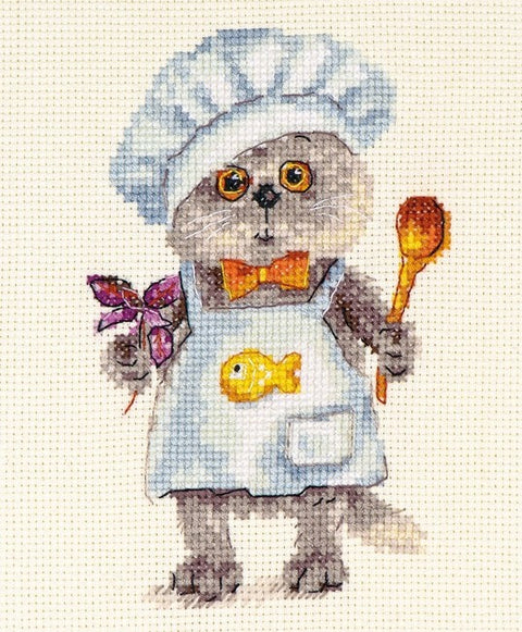 Žavus kryželių siuvinėjimo rinkinys Basik Šefas, Aida 14, 10×14 cm