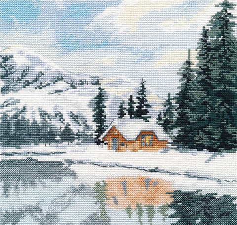 Lake Louise peizažo siuvinėjimo kryželiu rinkinys, Zweigart 16 ct, 20x20 cm