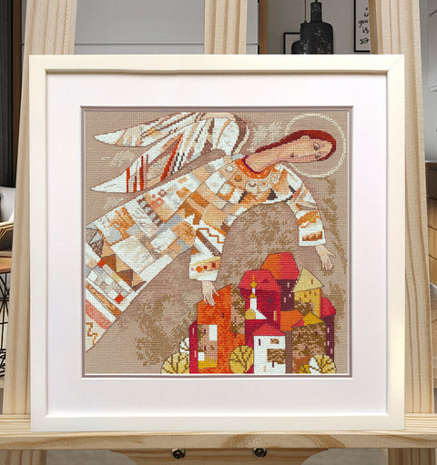 Kryželiu siuvinėjimo rinkinys „Angelas sargas“ 25×25 cm – puiki dovana