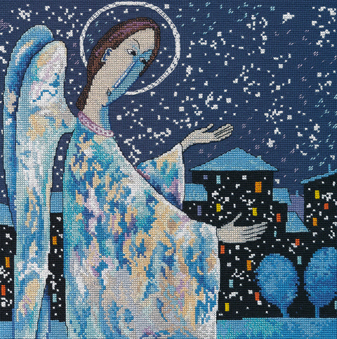 Kalėdinis siuvinėjimo kryželiu rinkinys „Angelas“, 25x25 cm S1685