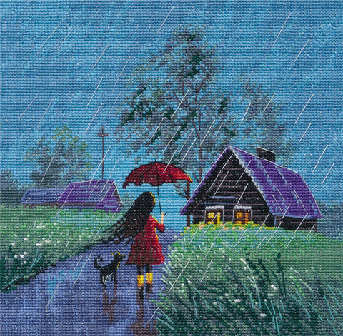 Kryželiu siuvinėjimo rinkinys „Vasariškas lietus“ 18×18 cm S1706