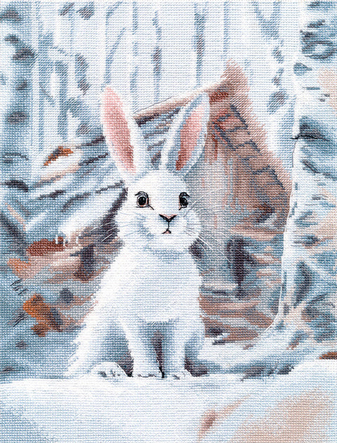 Siuvinėjimo kryželiu rinkinys „Baltas zuikis“ 21×29 cm S1708