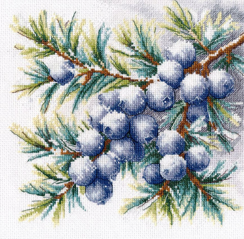 Kryželiu siuvinėjimo rinkinys „Kadagio šakelė“ 20x20 cm
