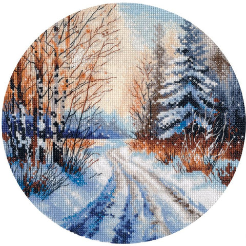Siuvinėjimo kryželiu rinkinys „Snieguotas kelias“, 20×20 cm