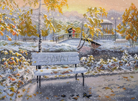 Siuvinėjimo kryželiu rinkinys „Ankstyvas sniegas“ 36 x 27 cm