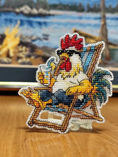 Siuvinėjimo kryželiu rinkinys magnetui „Poilsis paplūdimyje“ 8,6 x 9,3 cm
