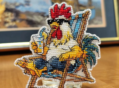 Siuvinėjimo kryželiu rinkinys magnetui „Poilsis paplūdimyje“ 8,6 x 9,3 cm