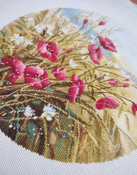 Siuvinėjimo kryželiu rinkinys „Purpurinis šnabždesys“ 25×25 cm