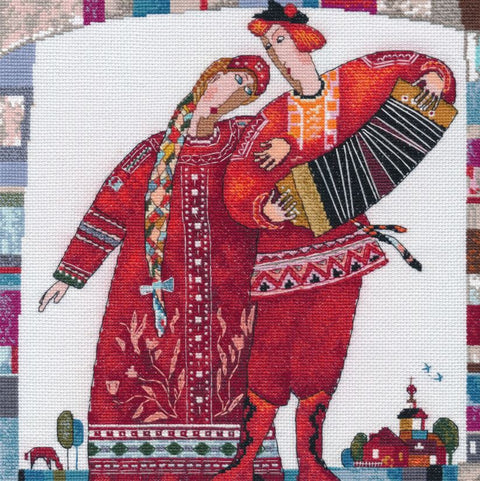 Siuvinėjimo kryželiu rinkinys „Grok, armonika“ 25×25 cm