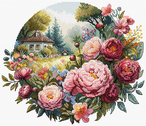 Siuvinėjimo rinkinys kryželiu „Rytmečio alsavimas“ 25x22 cm