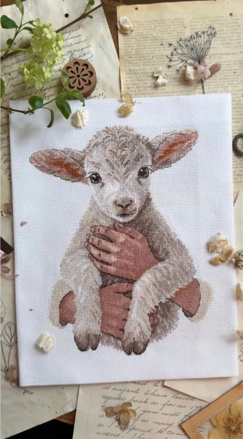 Siuvinėjimo kryželiu rinkinys „Siela glėbyje“, gyvūnai, 18x23,5 cm
