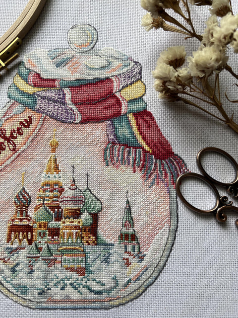 Kryželių siuvinėjimo rinkinys „Maskva butelyje“, Aida 16 ct, 30 spalvų, 18x23 cm