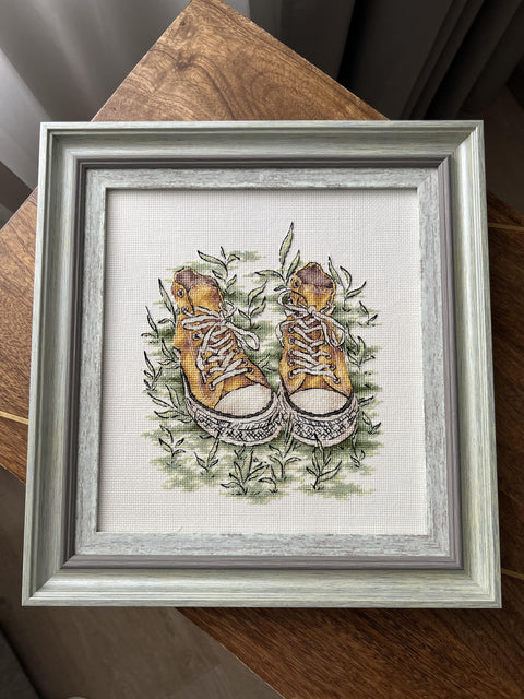 Kryželių rinkinys Sportbačiai, Aida 14ct, 19x22 cm, 26 spalvų