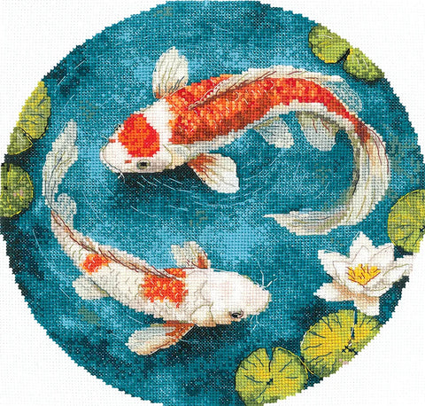 Siuvinėjimo kryželiu rinkinys „Karpiai“ 21,5×20 cm