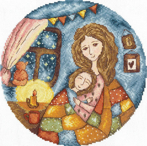 Siuvinėjimo kryželiu rinkinys „Mamos šiluma“ 19×19 cm