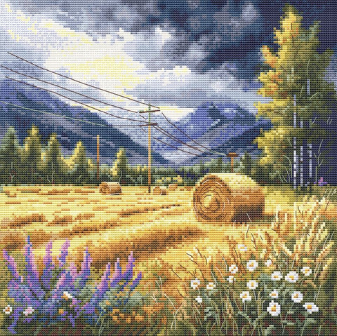Siuvinėjimo rinkinys kryželiu „Prieš audrą“ 24,5x23,5 cm, gamta